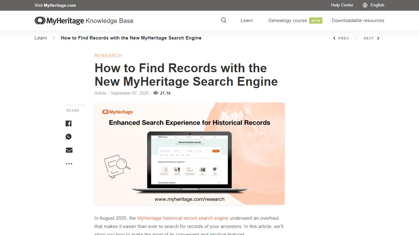 How to Find Records with the New MyHeritage Search Engine